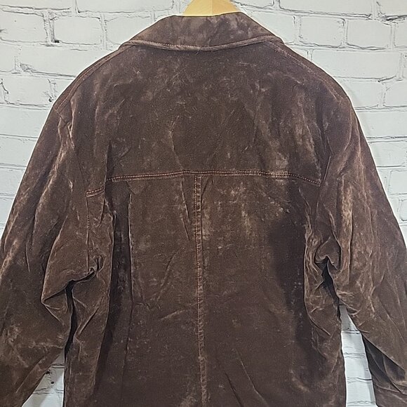 Vintage 70's Suede Jacket Mens Sz L Brown Sherpa Lined Multi-Pocket Snap Up Flaw - Picture 8 of 11